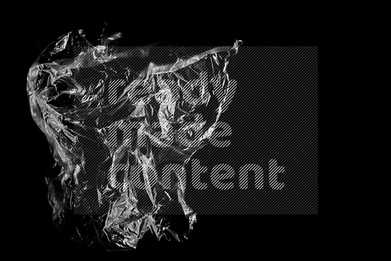 Transparent plastic textures on black background