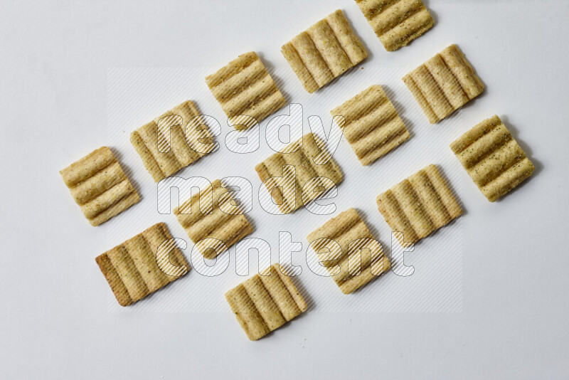 Crackers snacks on white background