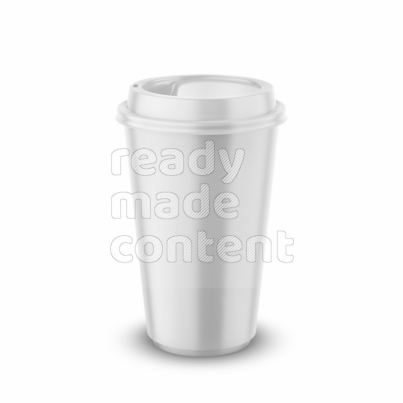 Paper hot cup mockup with cap isolated on white background 3d rendering