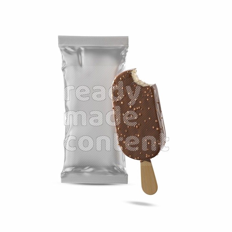 Chocolate ice cream stick mockup isolated on white background 3d rendering