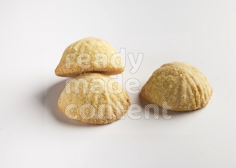 Three Pieces of Maamoul direct on white background