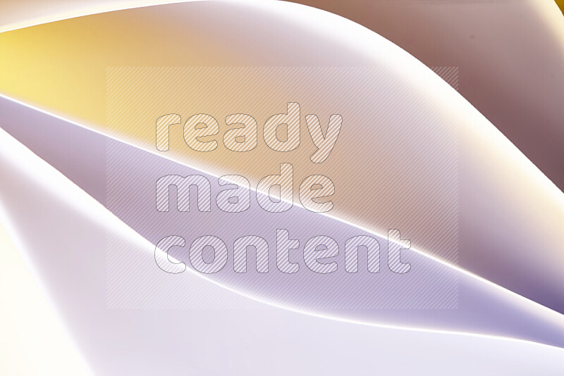 This image showcases an abstract paper art composition with paper curves in white and different warm gradients created by colored light