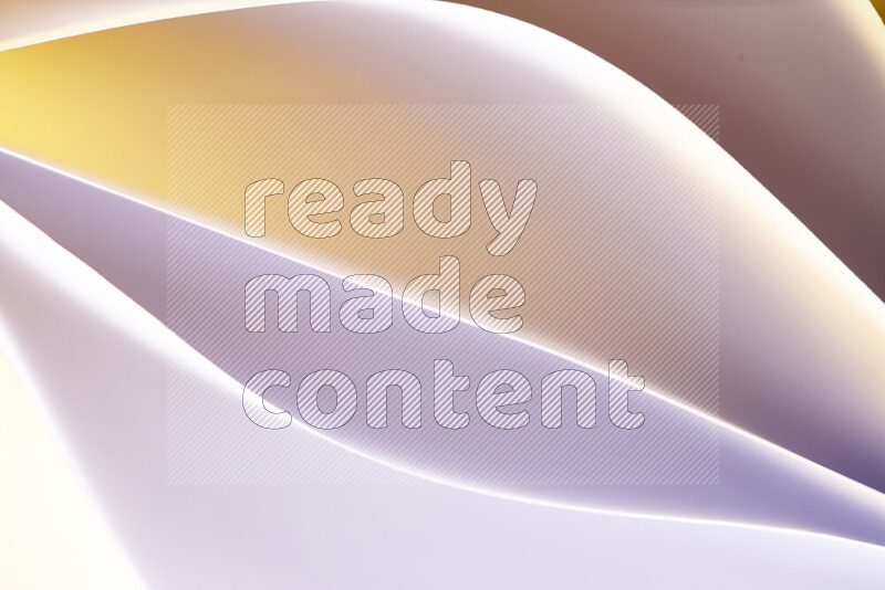 This image showcases an abstract paper art composition with paper curves in white and different warm gradients created by colored light
