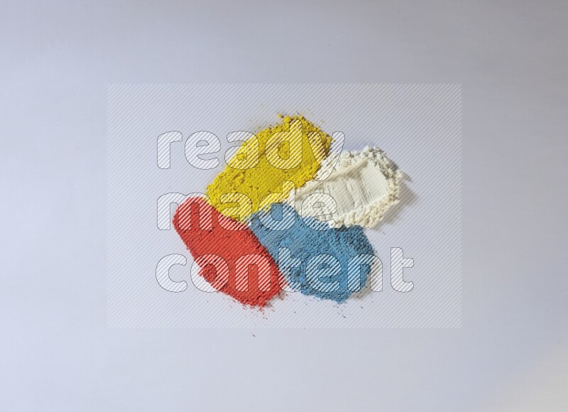 Multicolored powder strokes on white background