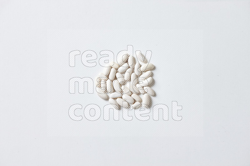 White beans on white background