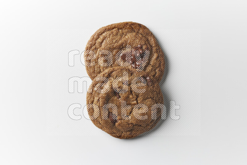 Chocolate chips cookies on a white background