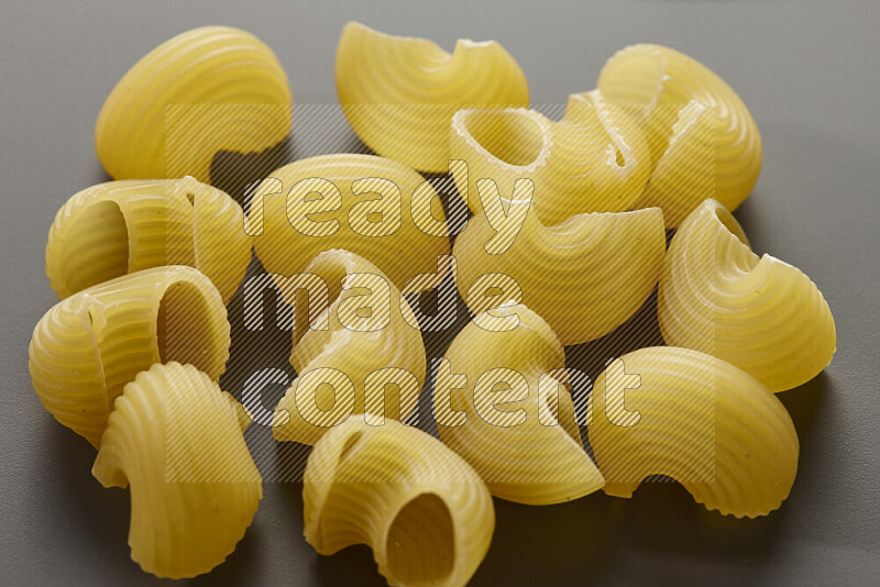 Pipe pasta on grey background