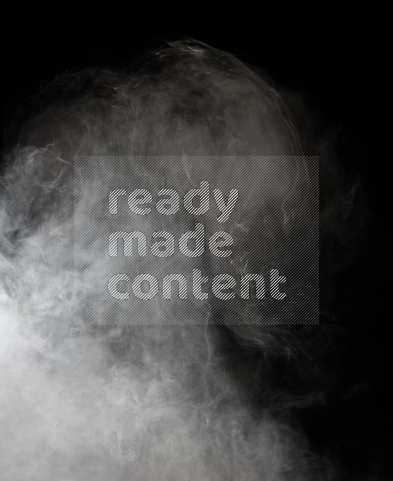 irregular white smoke on black background.