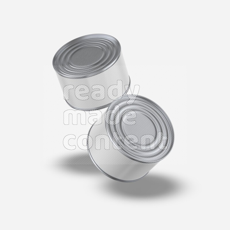 Glossy metallic tin can mockup with white blank label isolated on white background 3d rendering