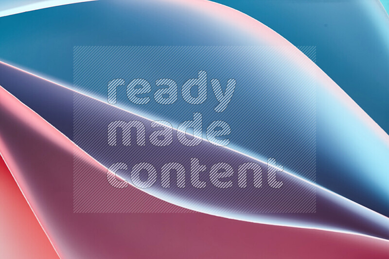 This image showcases an abstract paper art composition with paper curves in blue and red gradients created by colored light