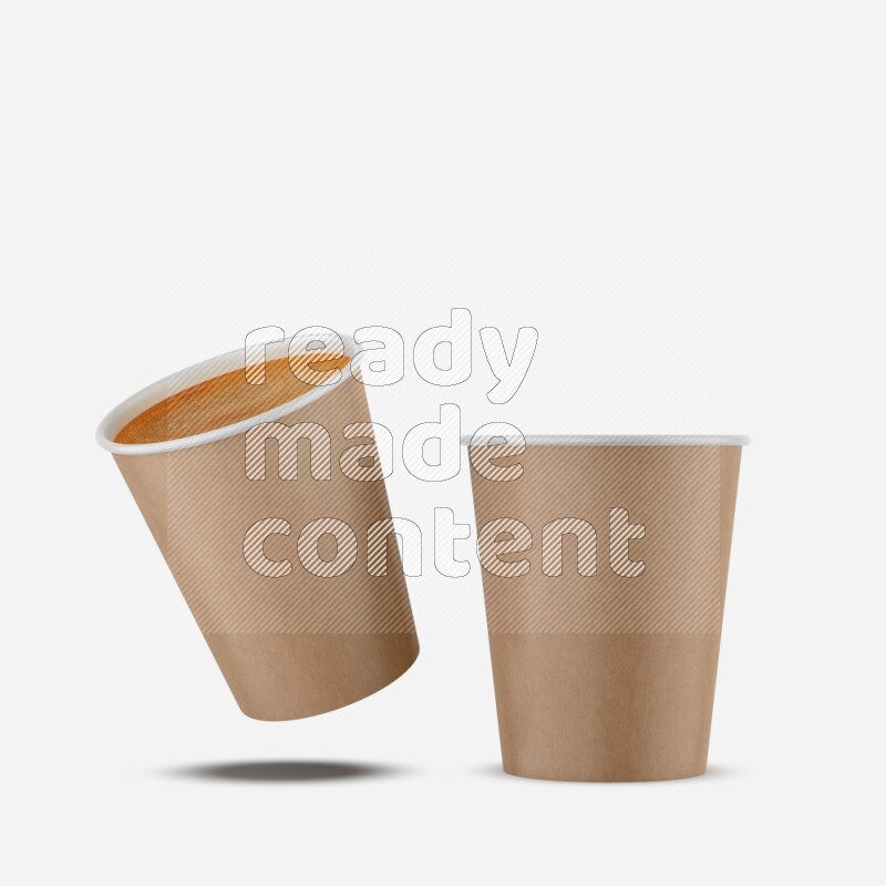 Set of matte paper cups mockup isolated on white background 3d rendering