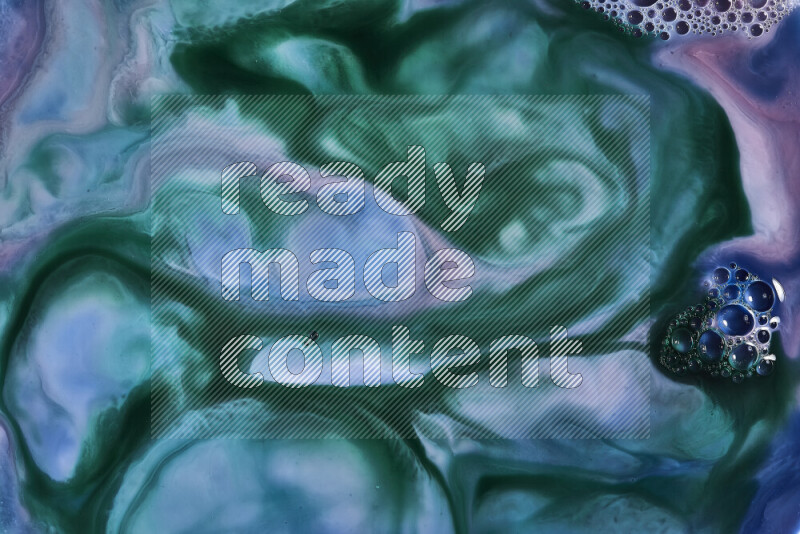 A close-up of abstract swirling patterns in blue, pink and green
