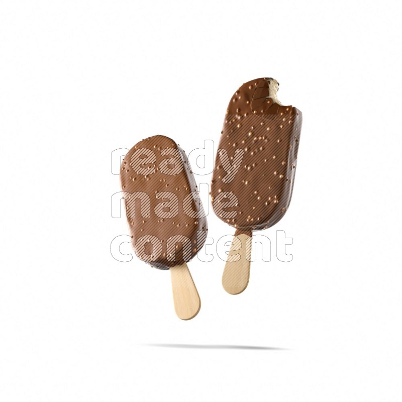 Chocolate ice cream stick mockup isolated on white background 3d rendering