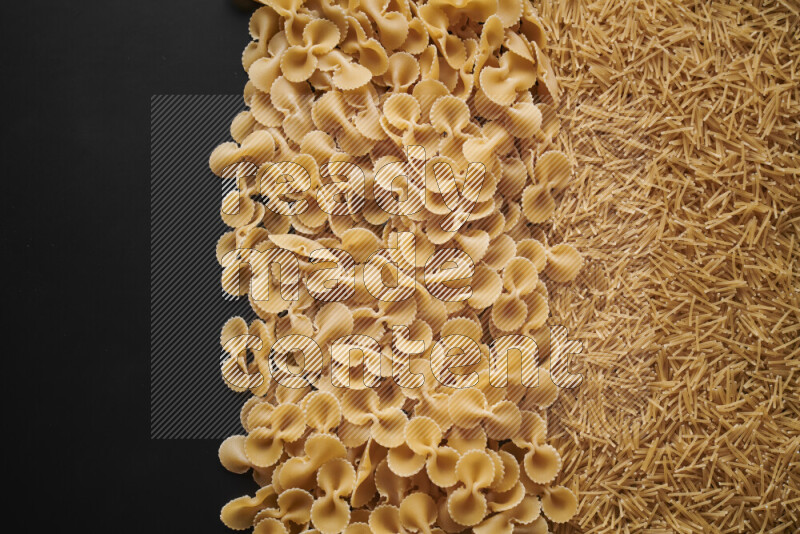 Different pasta types on black background