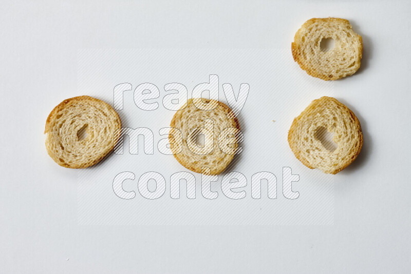Assorted snacks on white background