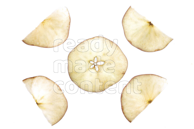 Apple slices on illuminated white background
