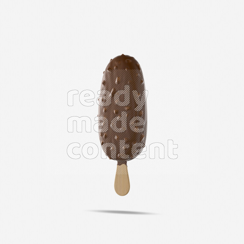 Chocolate ice cream stick mockup isolated on white background 3d rendering