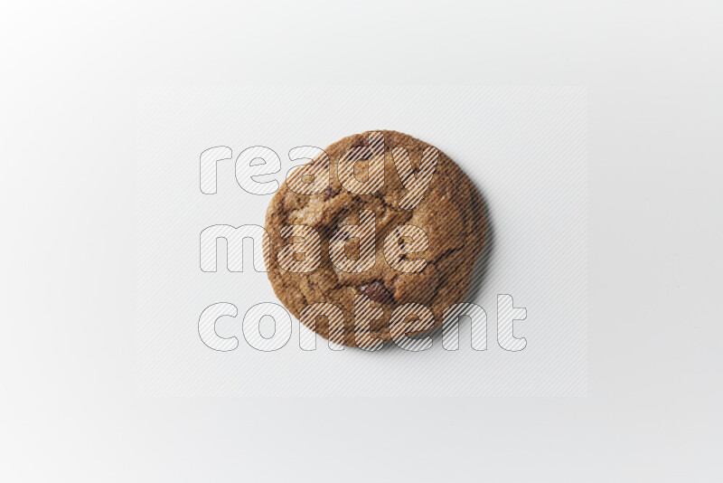 A single chocolate chips cookie on a white background