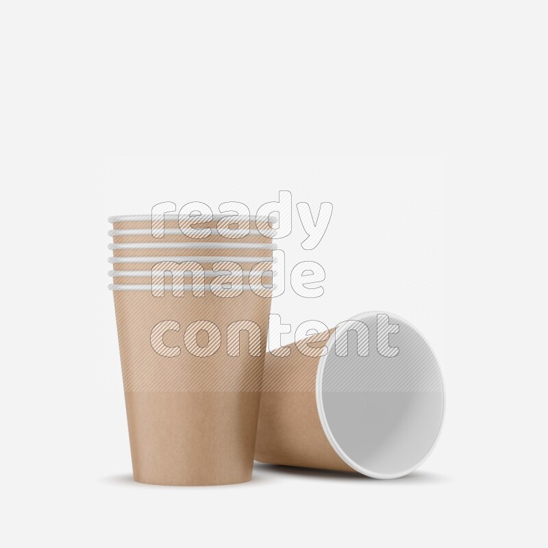 Set of matte paper cups mockup isolated on white background 3d rendering