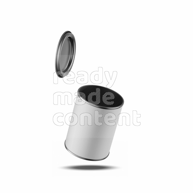 Paper tube mockup with glossy label and metal lid isolated on white background 3d rendering