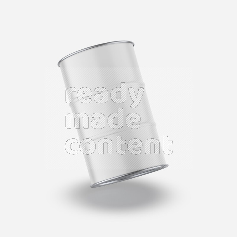 Glossy metallic barrel mockup with blank label isolated on white background 3d rendering
