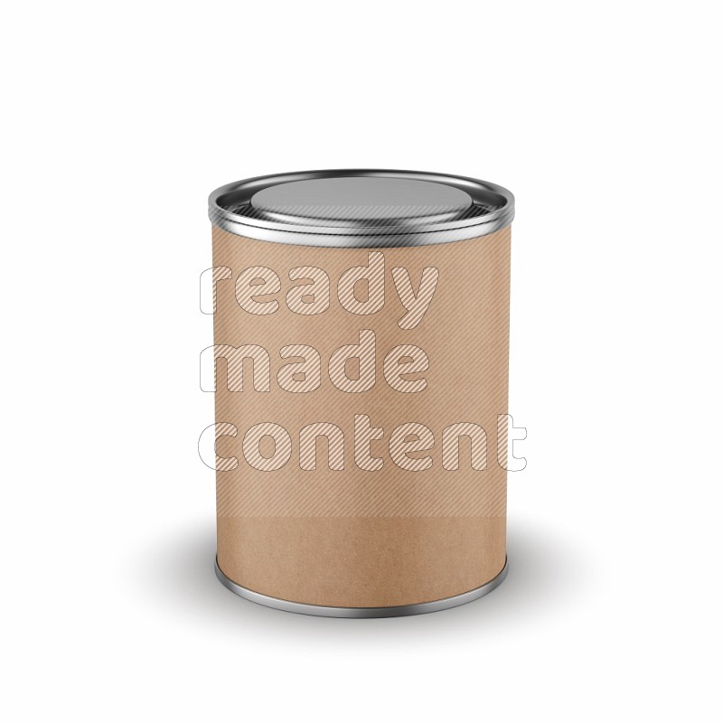 Small kraft paper tube mockup with metal lid isolated on white background 3d rendering