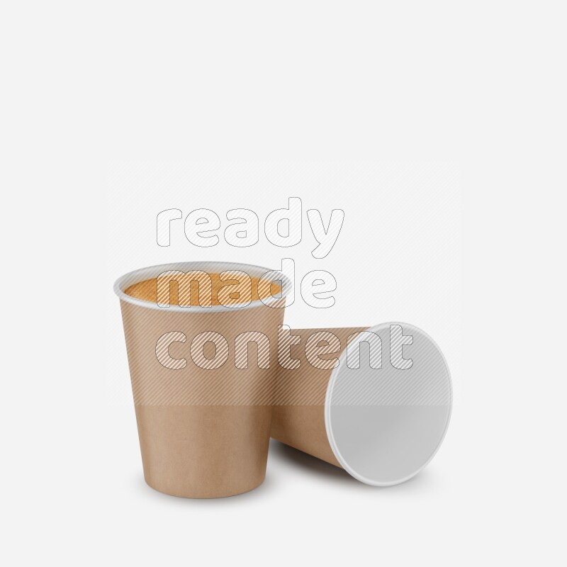 Set of matte paper cups mockup isolated on white background 3d rendering