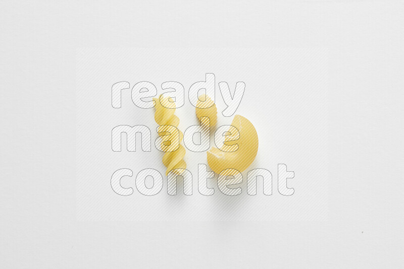 Different pasta types on white background