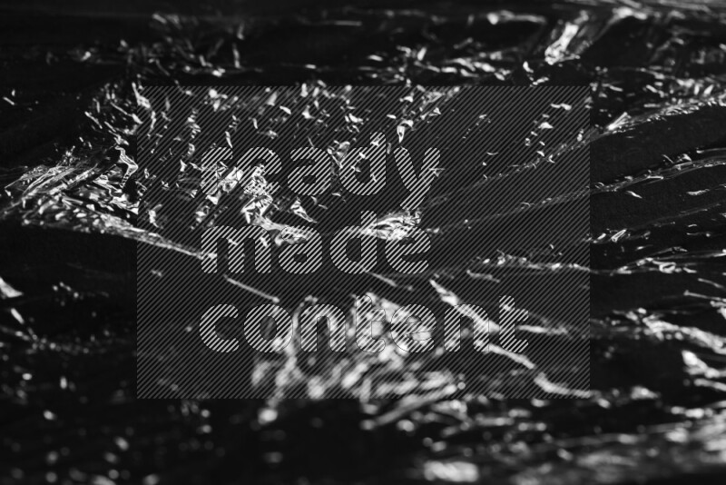 Plastic wrap texture on black background
