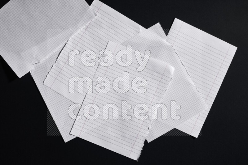 Notebook sheet on black background