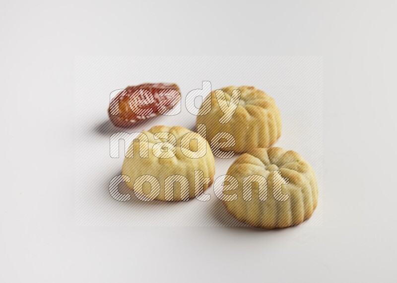 Three Pieces of Maamoul direct on white background