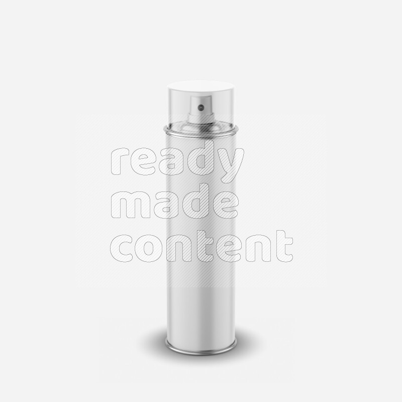 Metal spray bottle mockup with transparent cap and label isolated on white background 3d rendering