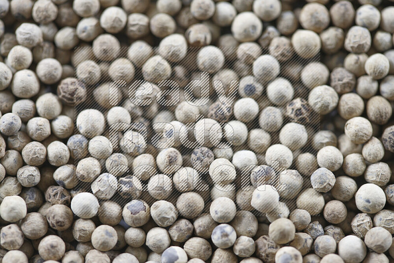 White pepper beads on white background