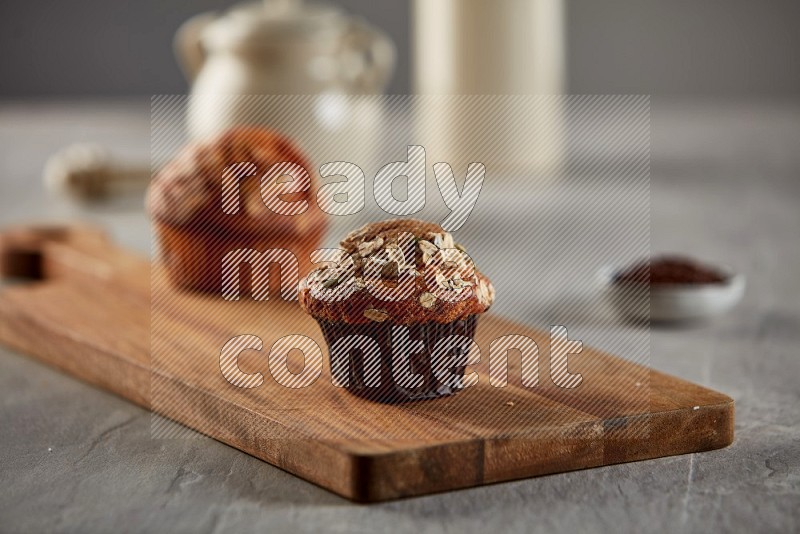 Multigrain cupcake on a wooden board