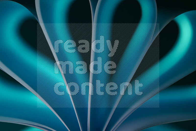 An abstract art piece displaying smooth curves in blue gradients created by colored light