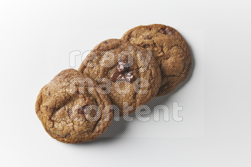 Chocolate chips cookies on a white background