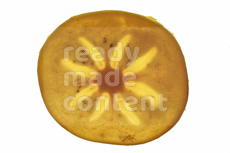 Persimmon slices on illuminated white background