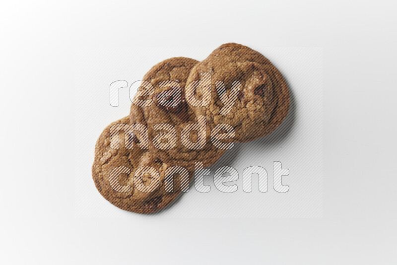 Chocolate chips cookies on a white background