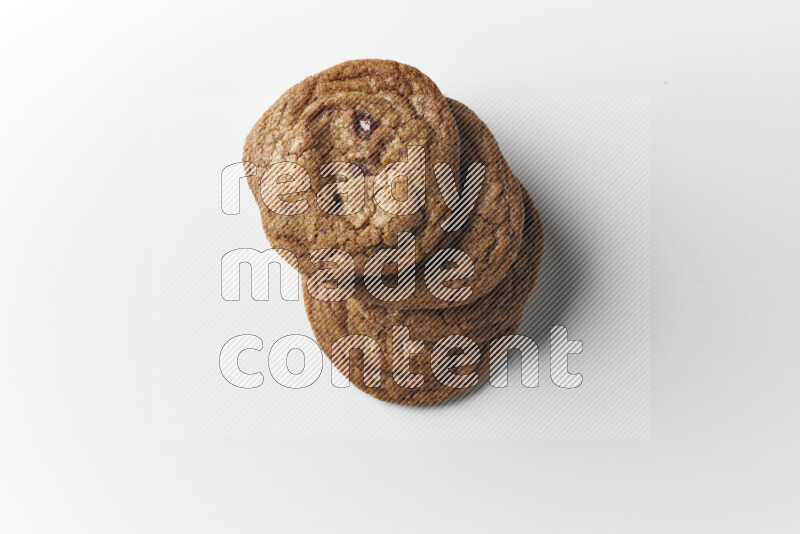 Chocolate chips cookies on a white background