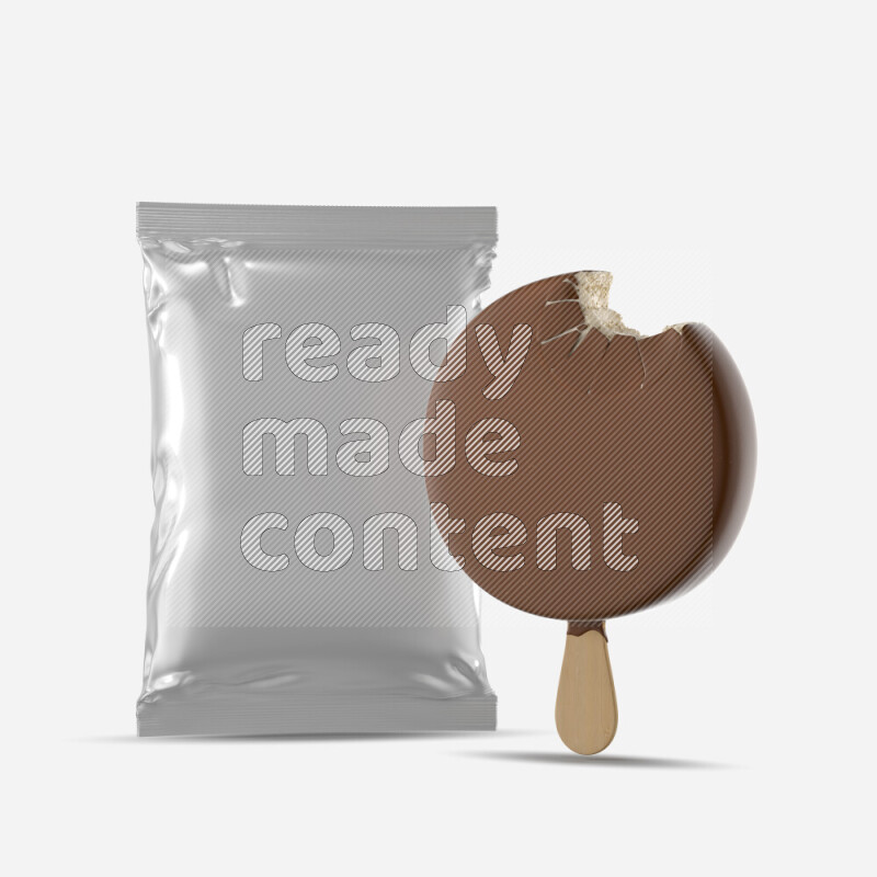 Chocolate ice cream stick mockup isolated on white background 3d rendering