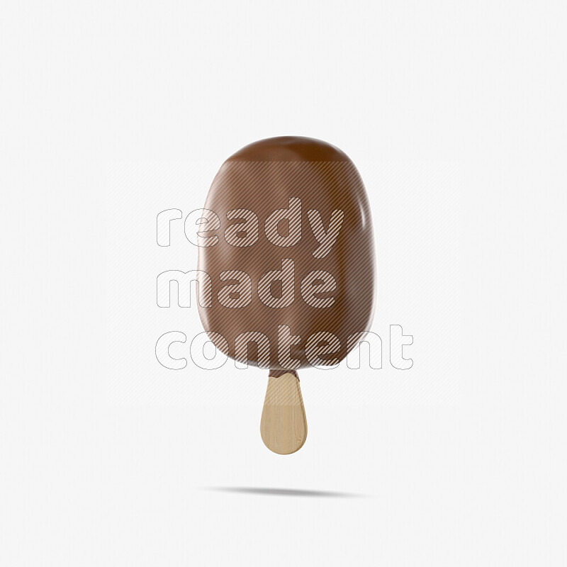 Chocolate ice cream stick mockup isolated on white background 3d rendering