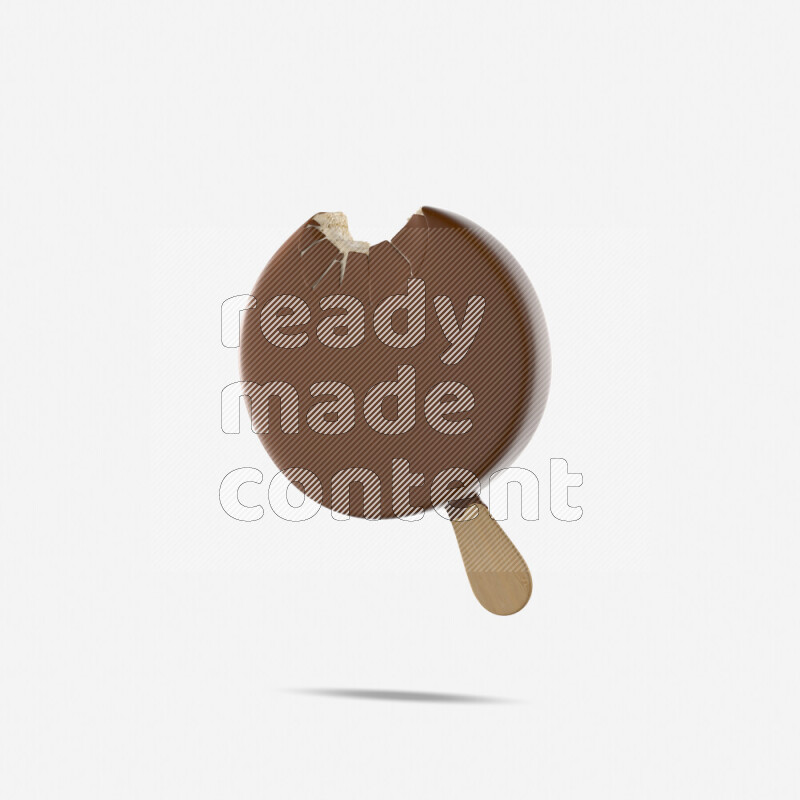 Chocolate ice cream stick mockup isolated on white background 3d rendering