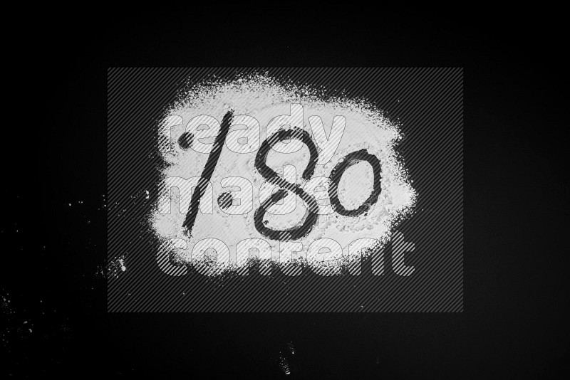 Percentages written with powder on black background
