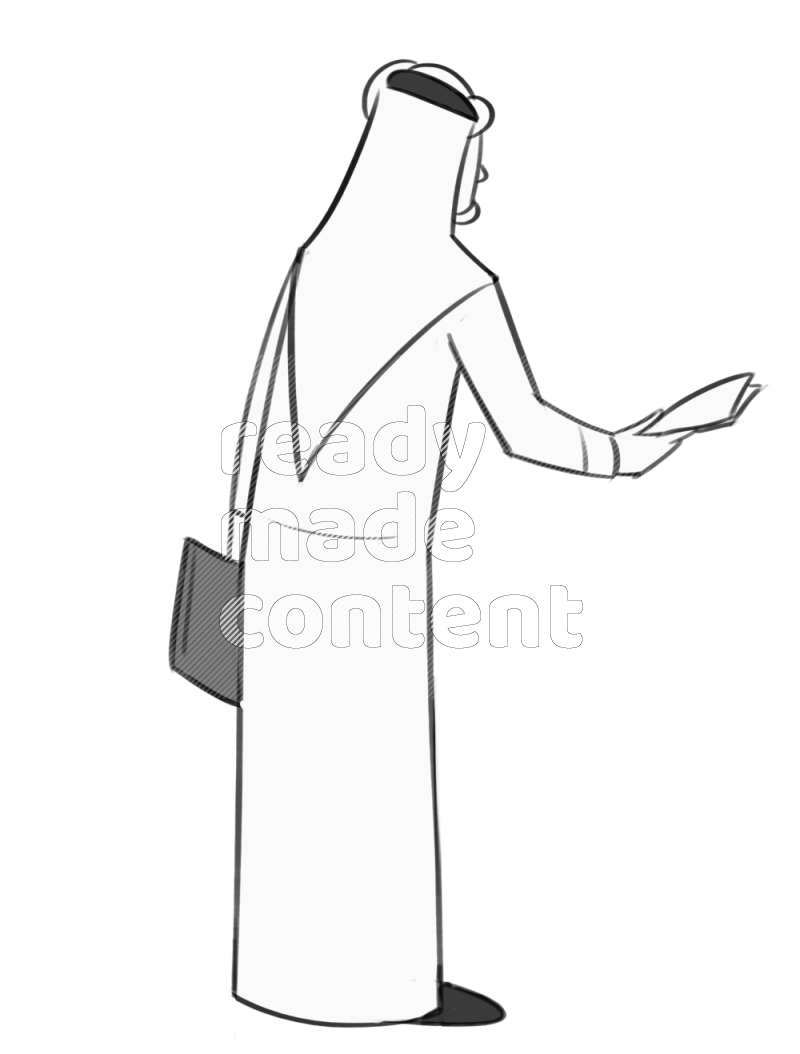 Saudi man handing a file standing different angles eye level