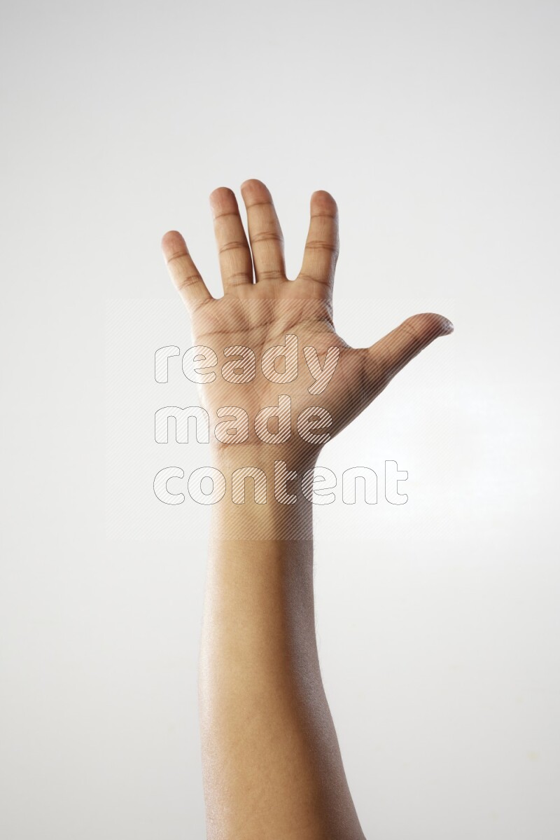 Male Hand with numbers sign on white Background
