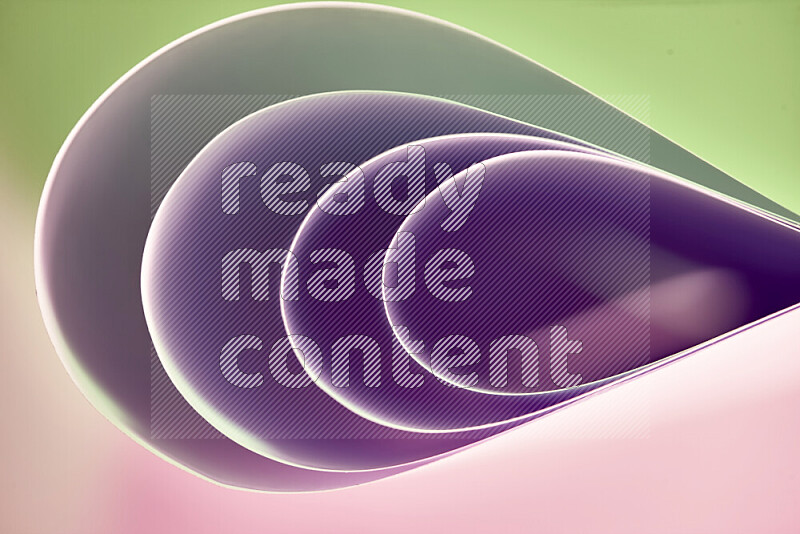 An abstract art of paper folded into smooth curves in purple gradients