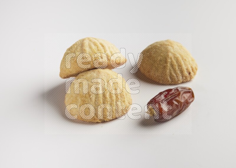 Three Pieces of Maamoul direct on white background