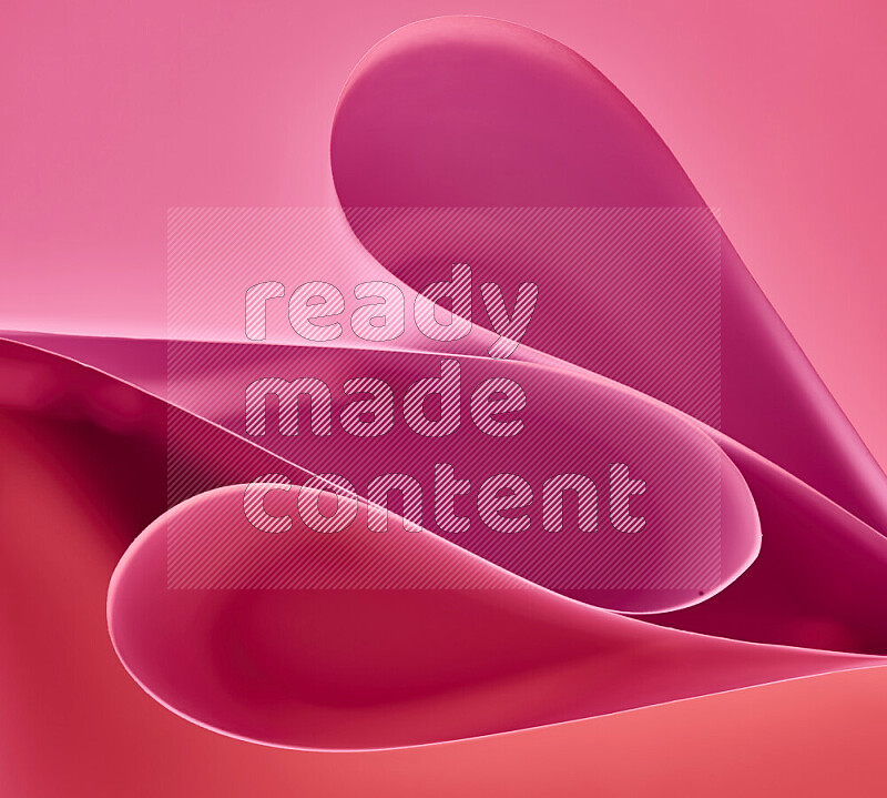 An abstract art of paper folded into smooth curves in pink gradients