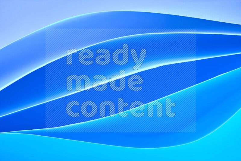 This image showcases an abstract paper art composition with paper curves in blue gradients created by colored light