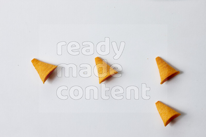 Assorted snacks on white background